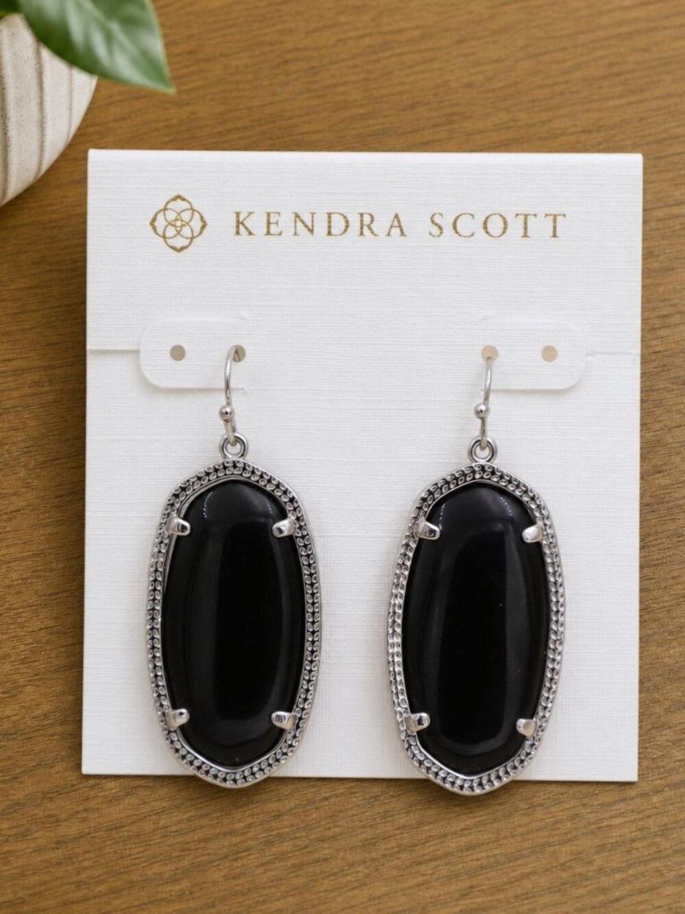 Kendra Scott Elle Drop Earrings Black Opaque Glass